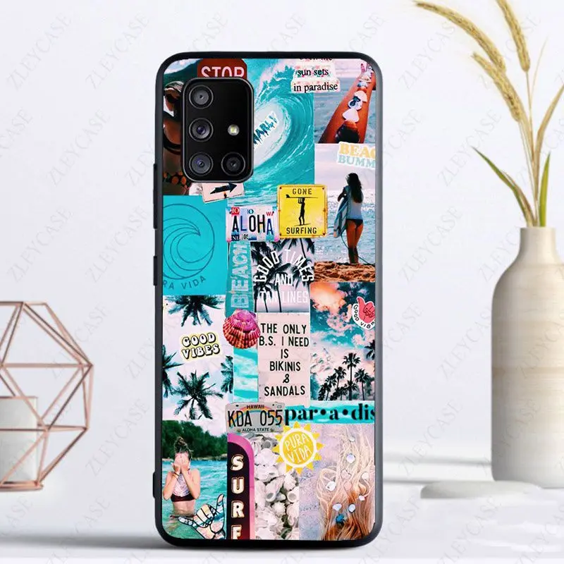 Summer beach surfboard surfing Cover funda For Samsung Galaxy A24 A52S A73 A14 A23 A21S A13 A53 A32 A22 A34 A41 A42 A33 A40 Case