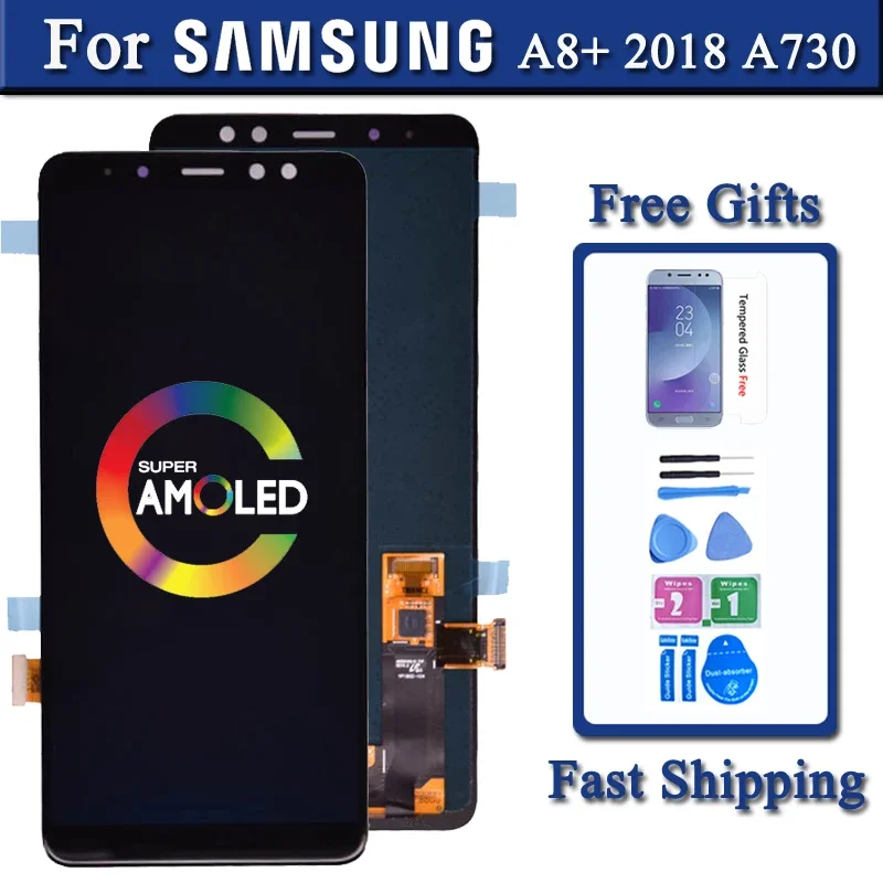 Super AMOLED Display For Samsung A730 A8+ A8 plus 2018 LCD A730F SM-A730F Display Touch Screen Digitizer Replacement