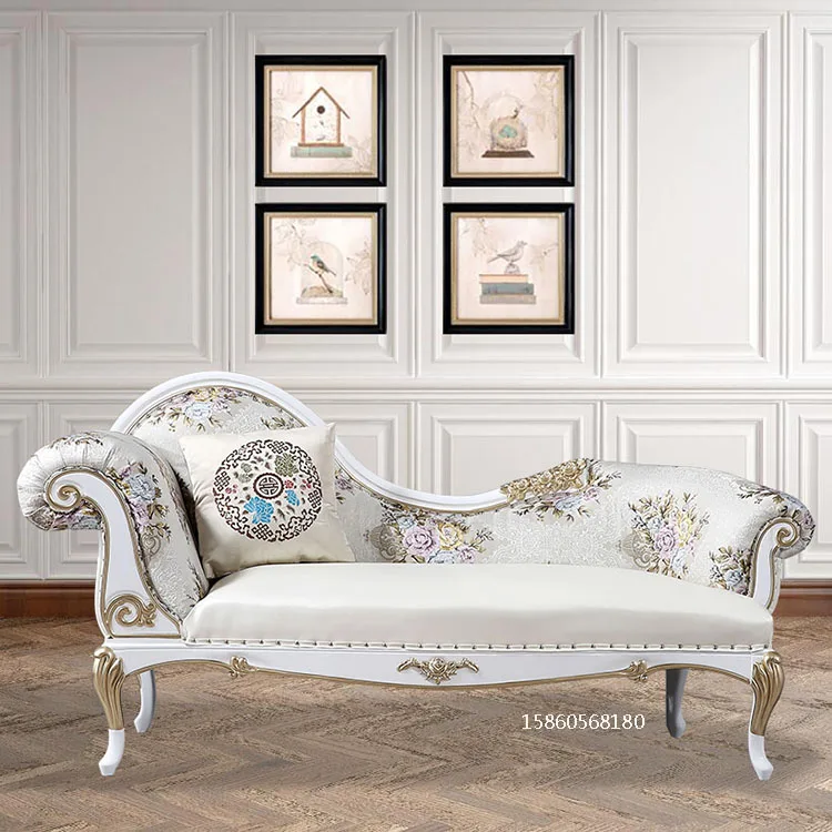 European concubine chair solid wood recliner neoclassical living room tai fei chair sofa American bedroom fabric beauty couch sp