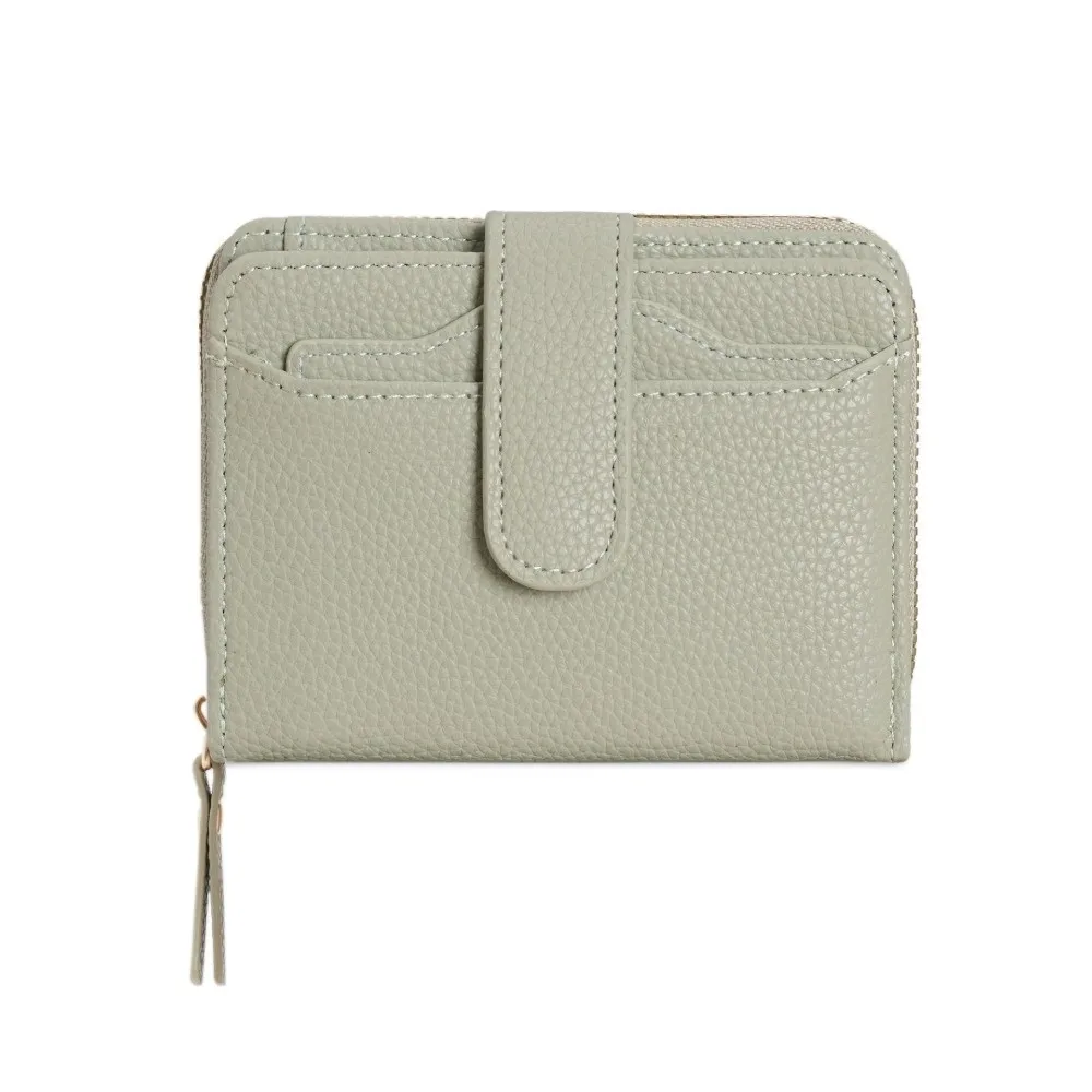 

Vintage PU Leather Women's Wallet Solid Color Zipper Card Holder Large Capacity Zipper Closure Mini Short Wallet For Ladies