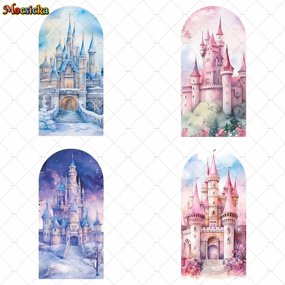 

Mocsicka розовый замок тема первый день рождения арка фон для фотосъемки сказочная принцесса для маленьких девочек шоу вечерние фон детская фото