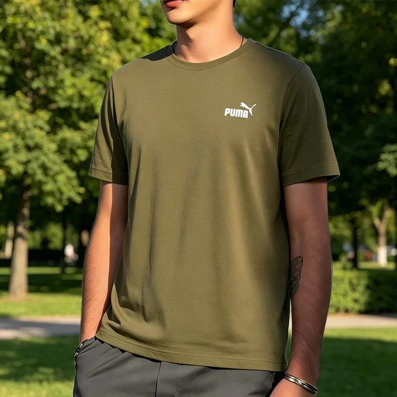 

Мужская футболка PUMA 694448-81 с коротким рукавом, повседневный спортивный топ, дышащая, мягкая, удобная, универсальная базовая футболка