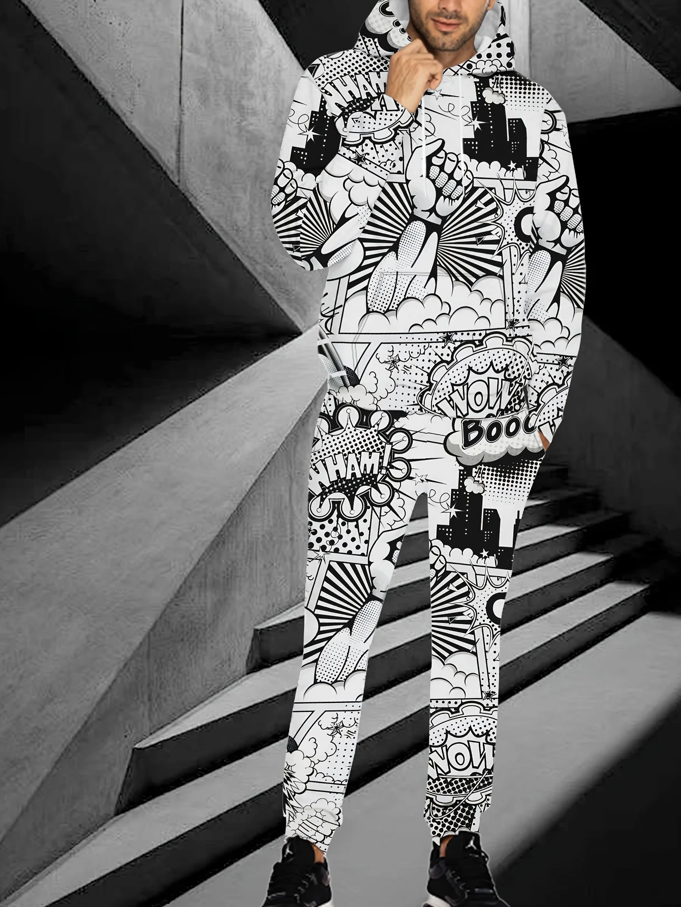 

2025 Winter/Autumn Hoodie and Sweatpants Set Fashionable Streetwear and Home Style Classic Fanshion Graffiti 3D Print Clothes