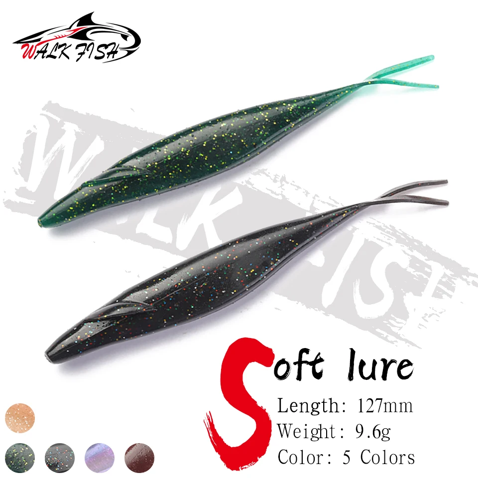 WALK FISH 6Pcs/Lot 12.7cm 9.6g PVC Forked Tail Sinking Soft Lure Silicone ArtificialFishing Lure Swimbait Pike Perch Bass Pesca