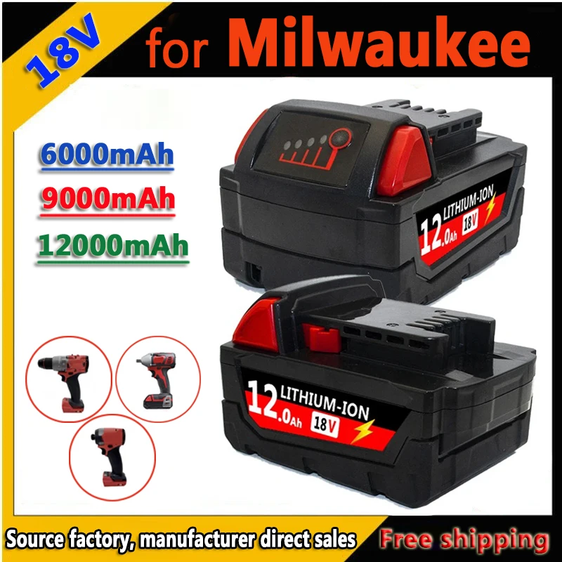 

for 18V Milwaukee M18 Battery M18B6 XC 9.0 Ah Li-Ion 48-11-1860 48-11-1852 48-11-1850 48-11-1840 Cordless Power Tools