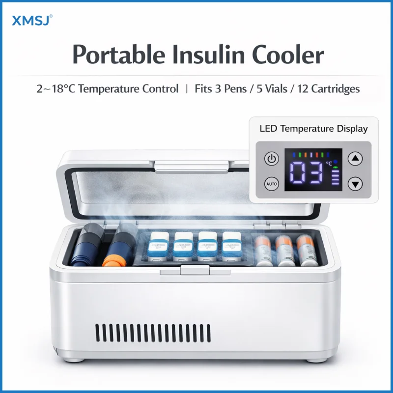 

Portable Insulin Cooler Box 0-18°C Mini Fridge USB Rechargeable Travel Case with LCD Display 10200mAh