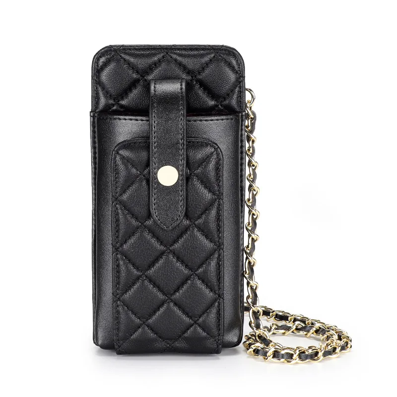 

2024 Lambskin Mini Shoulder Bag Diamond Quilted Genuine Leather Women Handbags Braided Chains Crossbody Bag Phone Purse