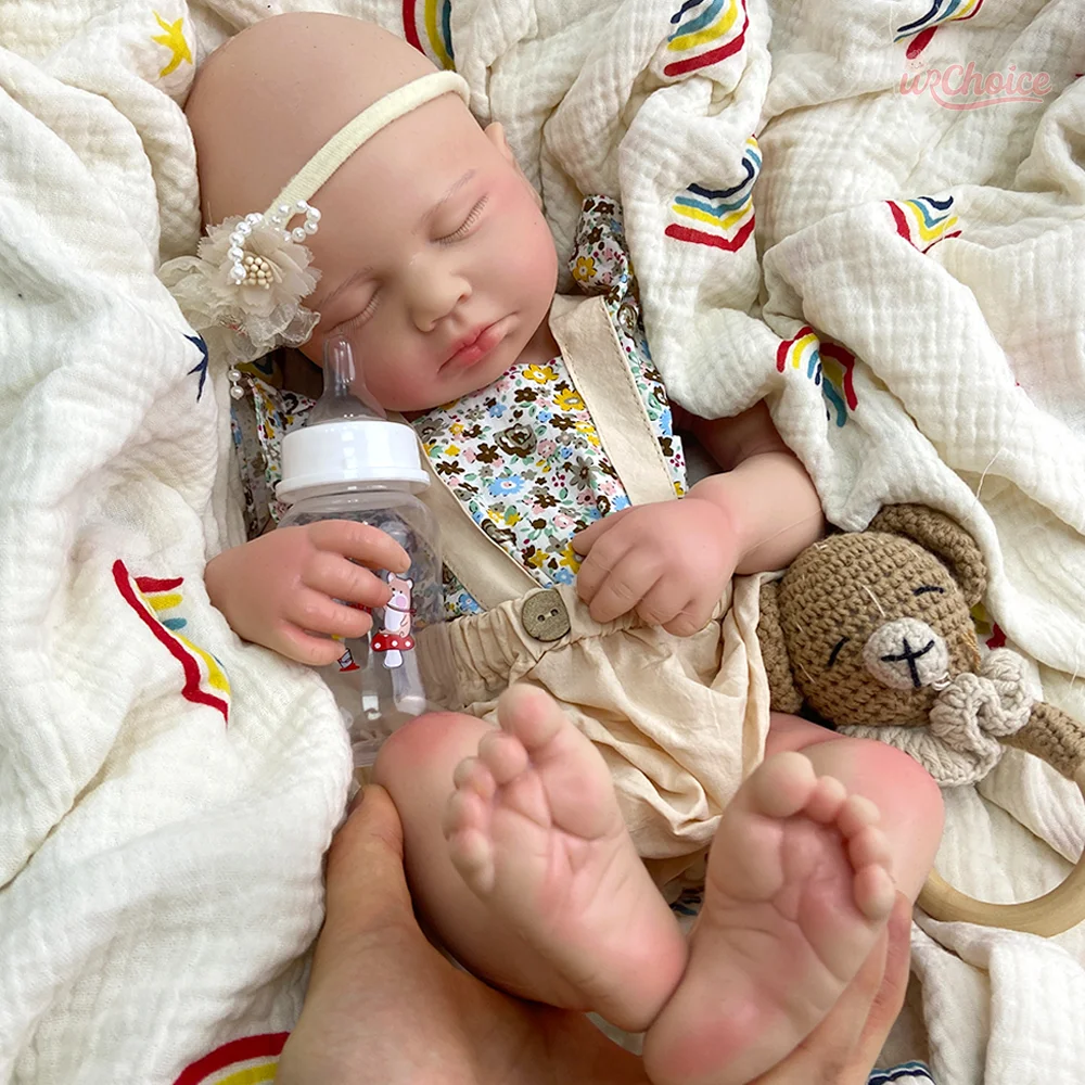 20 "Occhi chiusi Dormire Bambola appena nata Silicone Reborn Baby Doll Ragazza e ragazzo Giocattolo per bambini ponderato Simpatico regalo di Natale da collezione