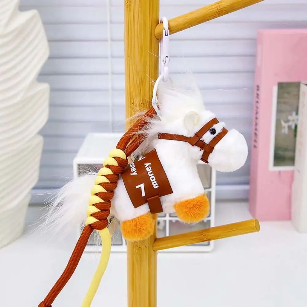 Creative Plush Horse Keychain Mascot Dolls New Year Plush Horse Doll Pendant Funny Fluffy Stuffed Animal Keyring Birthday Gift