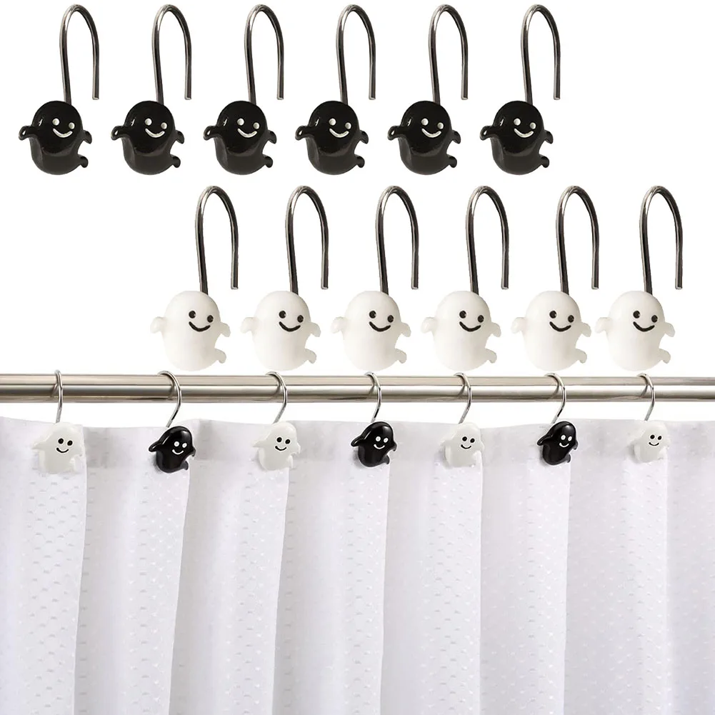 12 Pcs Stainless Steel S Shape Halloween Shower Curtain Hooks Kitchen Hook Kitchen Bathroom Door Curtain Hooks Accessories