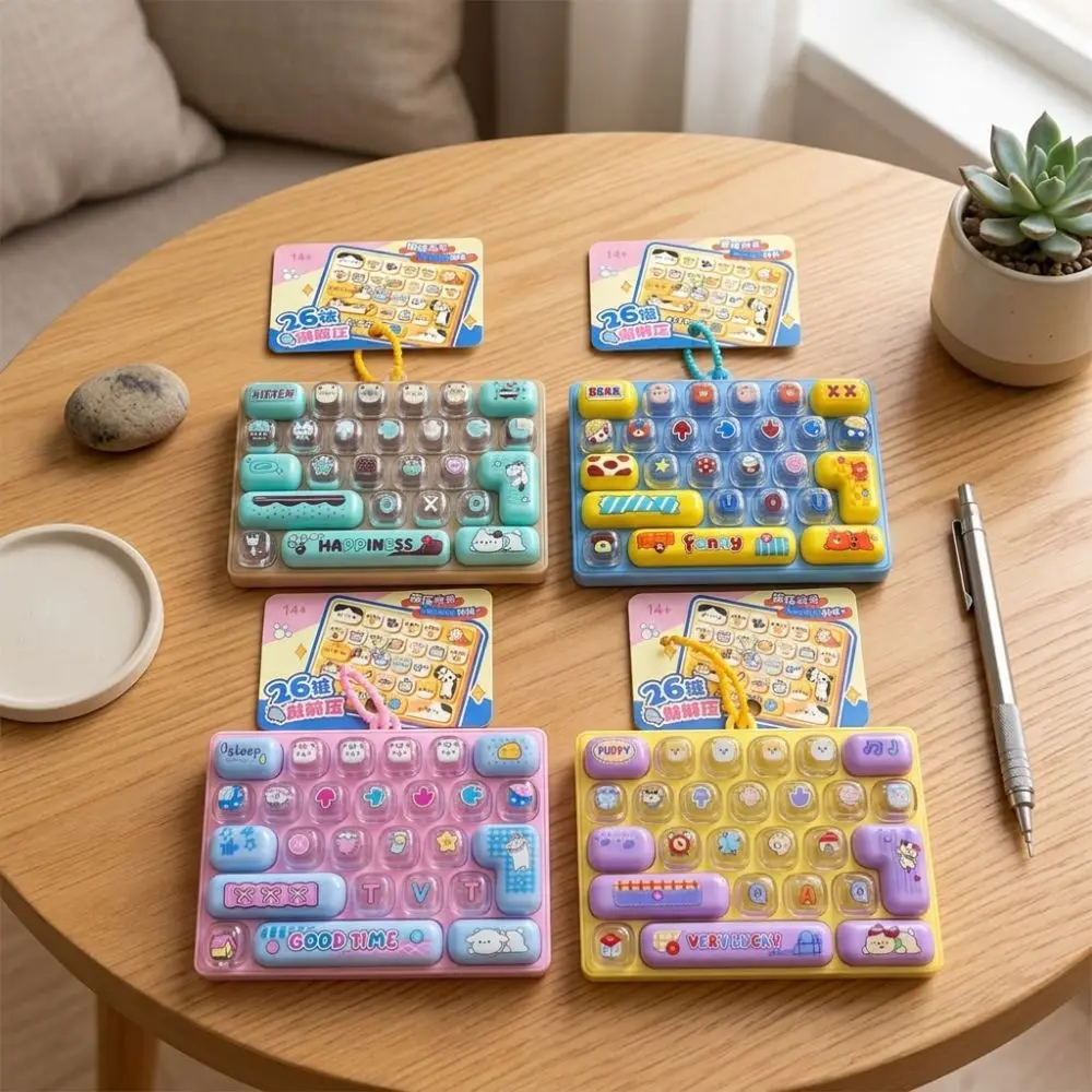 Drucktasten-Tastatur-Schlüsselanhänger mit 26 Tasten, aus transparentem Kunststoff, mit Tastenklängen, Mini-Tastatur-Anhänger, sensorische, klickbare Tasten – Detail 7