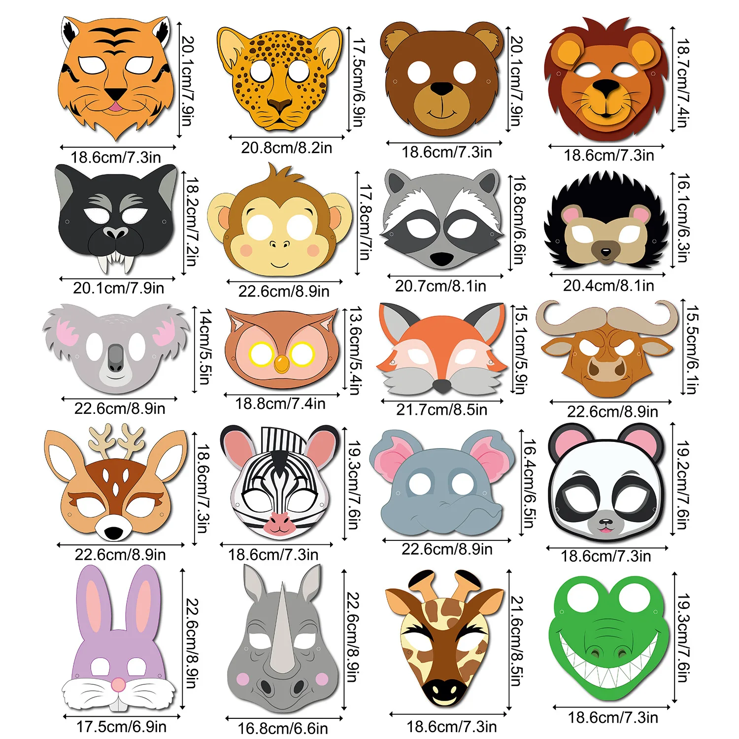 20 Piezas de Máscaras de Papel - Zoo Party Games reseña y precio