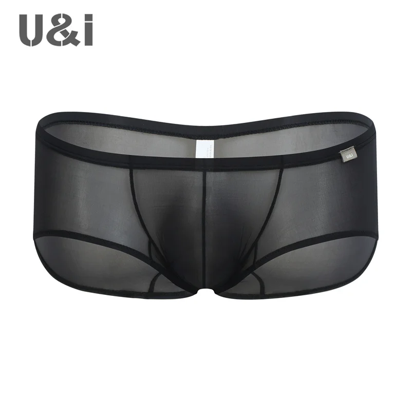 U & I-ropa interior Sexy de cintura baja para hombre, Croaker plano transparente, nailon Ultra delgado, fresco, levantamiento de cadera, bolsa 3D