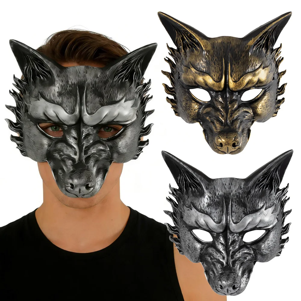 

Полумаска оборотня, косплей, зверь, волк, маски из искусственной кожи, карнавальный костюм на Хэллоуин, костюм для вечеринки, реквизит, подарки