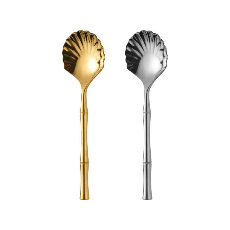 Cuillère à dessert en acier inoxydable, cuillère à café en forme de coquillage, design unique, cuillère à thé élégante, cadeau pour le thé de l'après-midi