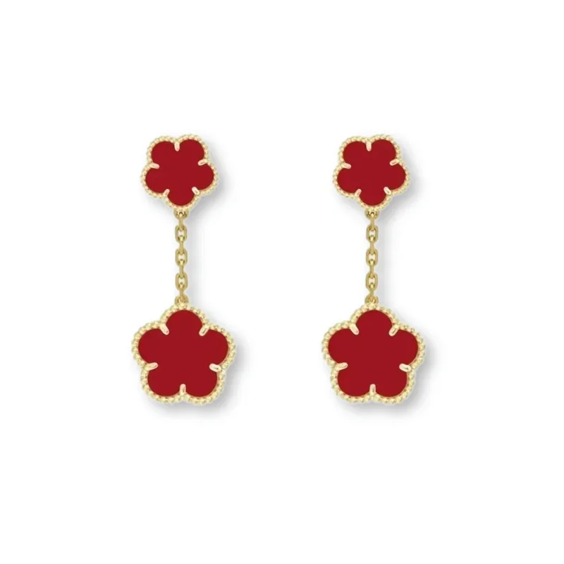 2024-Silver 4 Leaf Clover Earrings International Brands Replica High Quality Jewelry