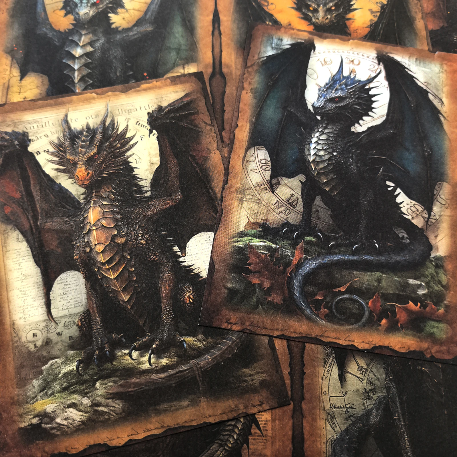 Vigusacraft-12 hojas tamaño A5, dragón mágico oscuro, diario de chatarra, revista, álbum de recortes