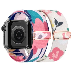 Correa elástica con patrón de flores para mujer, banda bonita Compatible con Apple Watch, 38mm, 40mm, 41mm, 42mm, 44mm, 45mm, 49mm