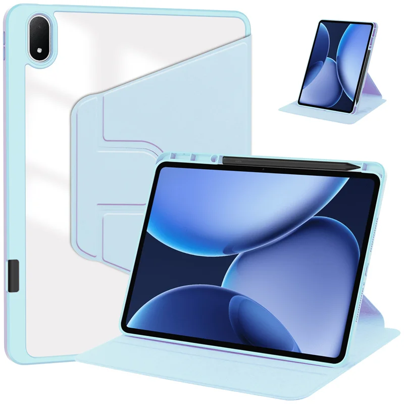 GEFENIS For OPPO Pad 4 Pro Case With Pen Holder 360 Rotating Acrylic Clear Hard Tablet Coque For OPPO Pad 4 Pro Cover Funda 13.2