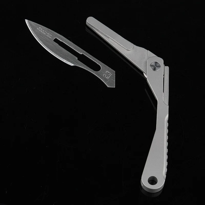 Titanium Alloy Knife Handle Suit for NO.11 23 Blades Scalpel Handle Portable EDC Tool Folding Knife Hilt Replace Blade Gift