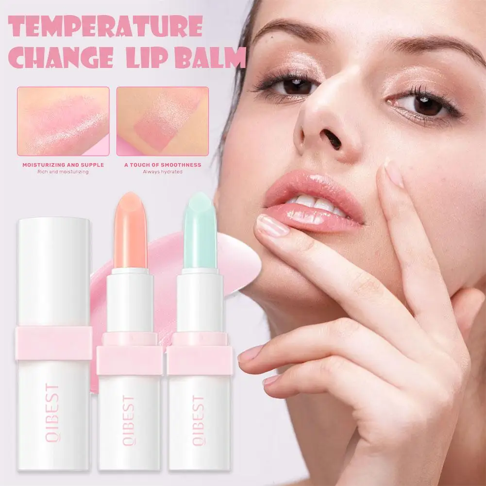 Natural Lip Balm Moisturizing อุณหภูมิเปลี่ยน Gloss ลิปสติก Lip Plumper ริมฝีปากเส้นสีแต่งหน้า Tint Lip ช่วยลด T6Y4