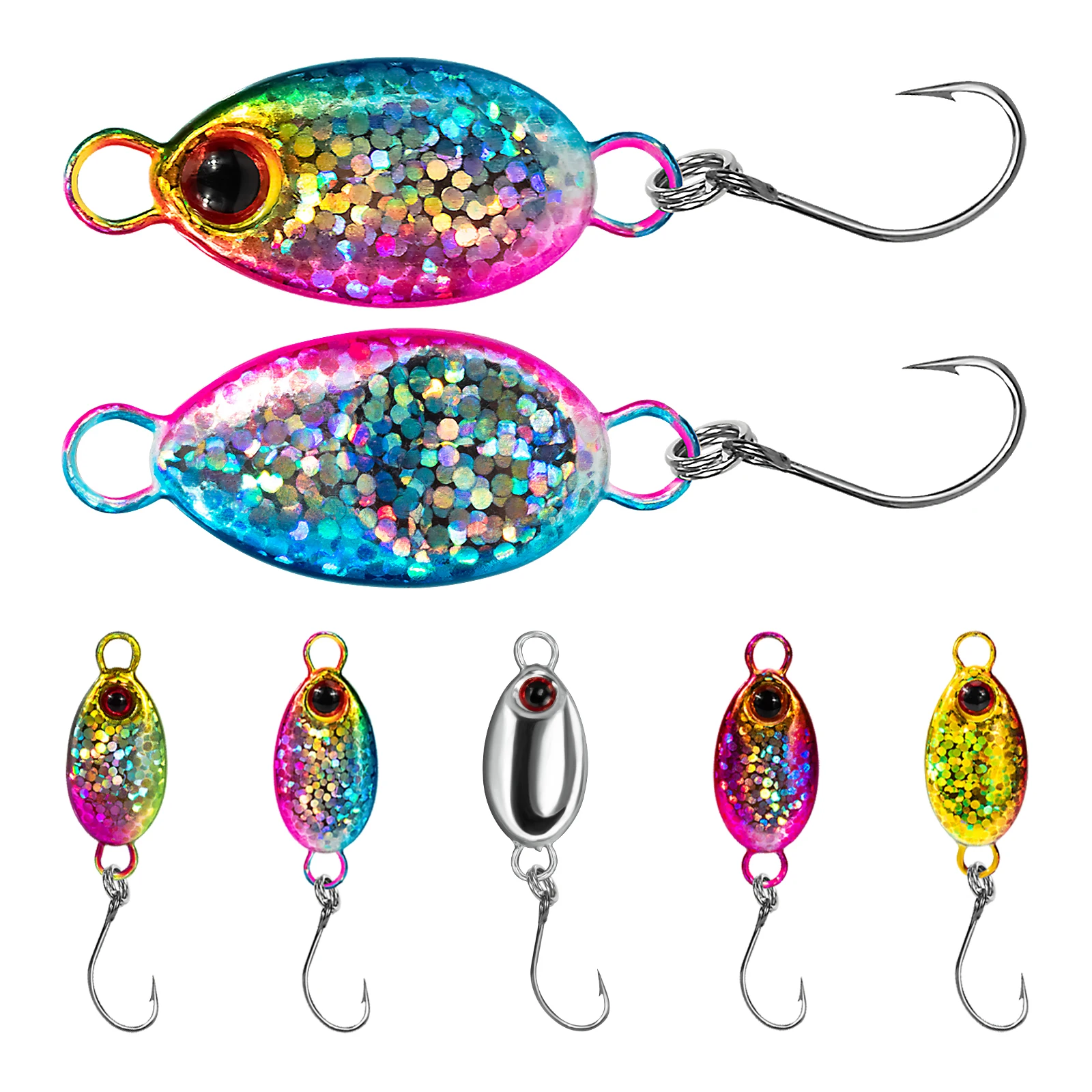 

2pcs Spinner Spoon Lures 3g 5g Shining Metal Fishing Hard Bait with Hook Freshwater Spinners Sequin Spoon Artificial Baits