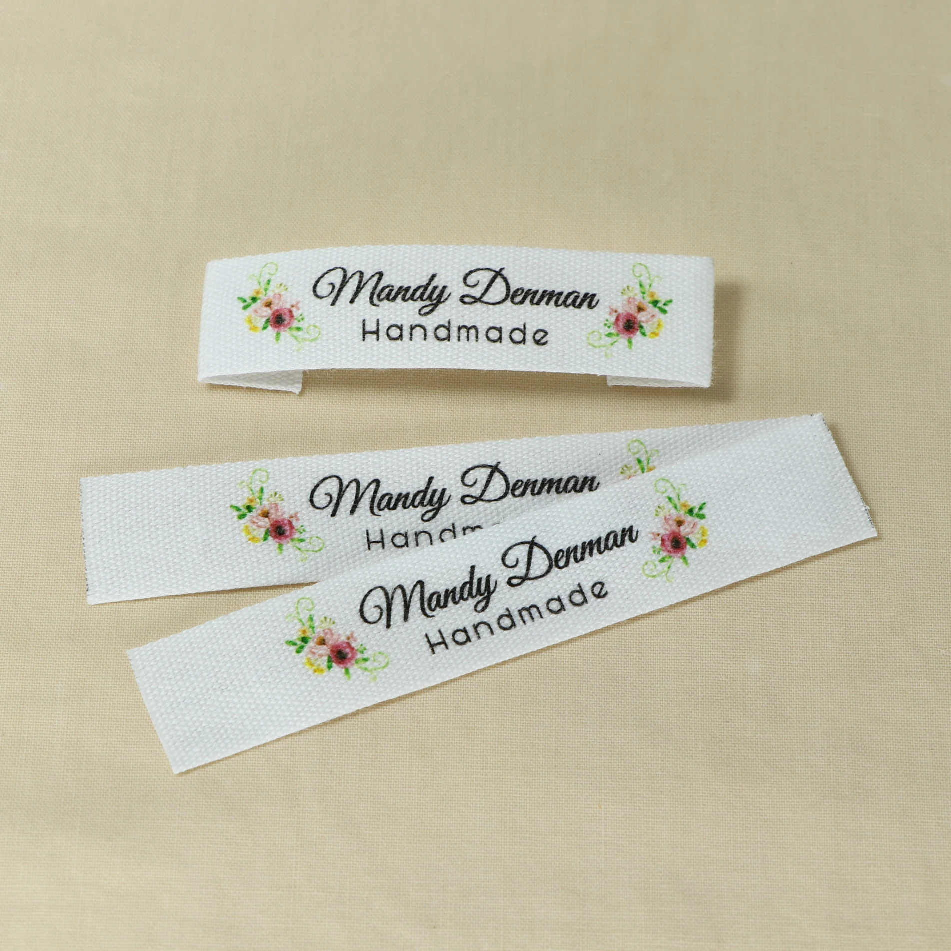 Custom Clothing Labels - Personalized Brand , Organic Cotton Ribbon Labels , Logo or Text, Sewing Labels  (FR012)