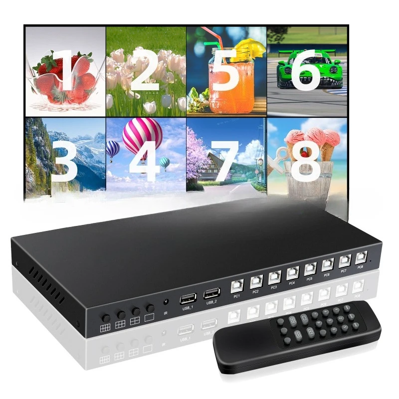 Splitter eight in one out KVM seamless switcher screen splitter 8 port computer synchronizer