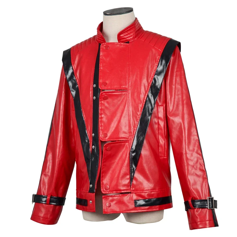 Chaqueta de Michael Jackson, Colección Retro de Cuero Rojo de Inglaterra, Ropa de Abrigo para Halloween, Navidad, Disfraces para Hombre