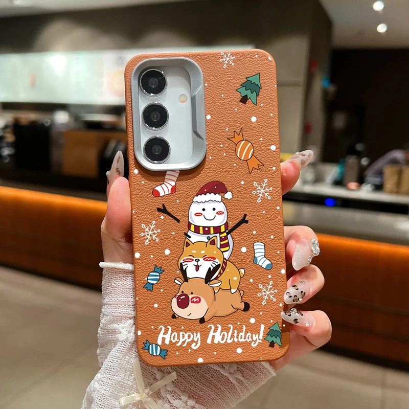 Snowman Elk Deer Case For Samsung Galaxy A55 A54 5G A35 A25 A15 A16 A52 A53 A14 A34 S20 S21 FE S22 S23 S24 Ultra Christmas Case