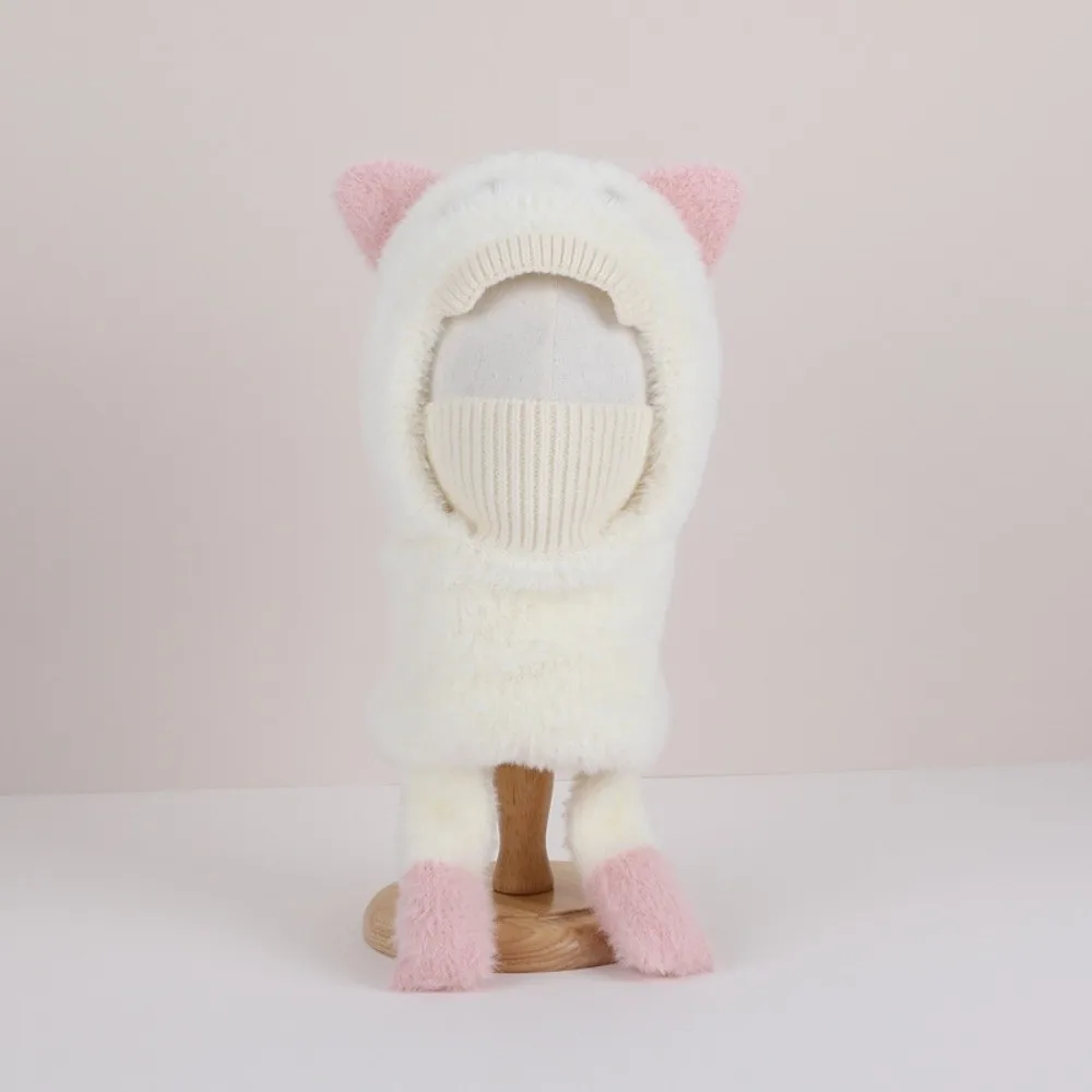 

Милая пуловерная шапка, интегрированная теплая ветрозащитная шапка для защиты ушей, холодостойкая шапка с капюшоном, детская