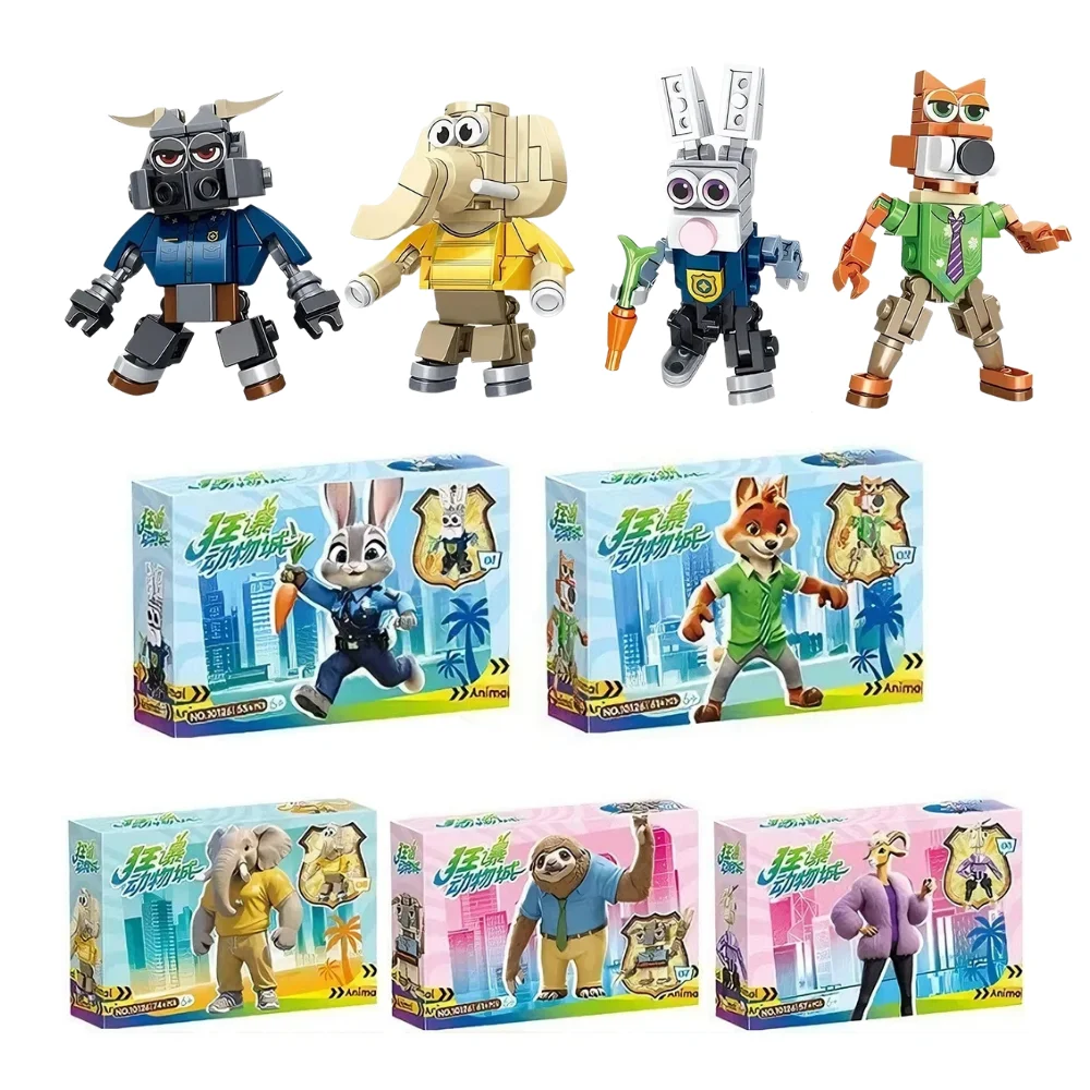 حار بيع Zootopia 2 صندوق أعمى الجسيمات تجميعها اللبنات التعليمية دمى هدايا الأطفال لغز بناء لعبة المكعبات