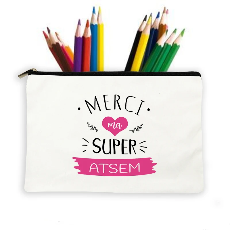 Thanks Atsem French Print Makeup Wash Pouch make up bag Storage Bags Pencil Case School Stationery Supplies Travel Best Gifts