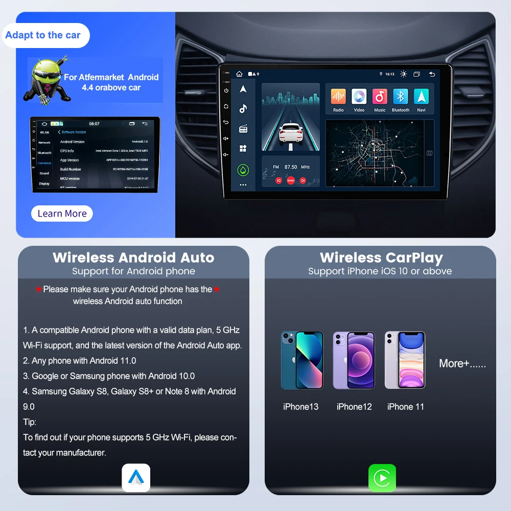 Carlinkit Wireless CarPlay Dongle Android Auto Wireless Car Play iOS per Android Car Only Mirror Screen Mirrorlink adattatore USB