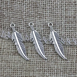 50pcs/lot 7*27mm Leaf Feather Charm Pendant Jewelry Making Findings Accessories DIY Handmade Wholesale