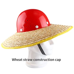 Safety Helmet Brim Construction Site Sunscreen and Sunshade Straw Woven Hat Breathable Headless Wheat Straw Construction Hat