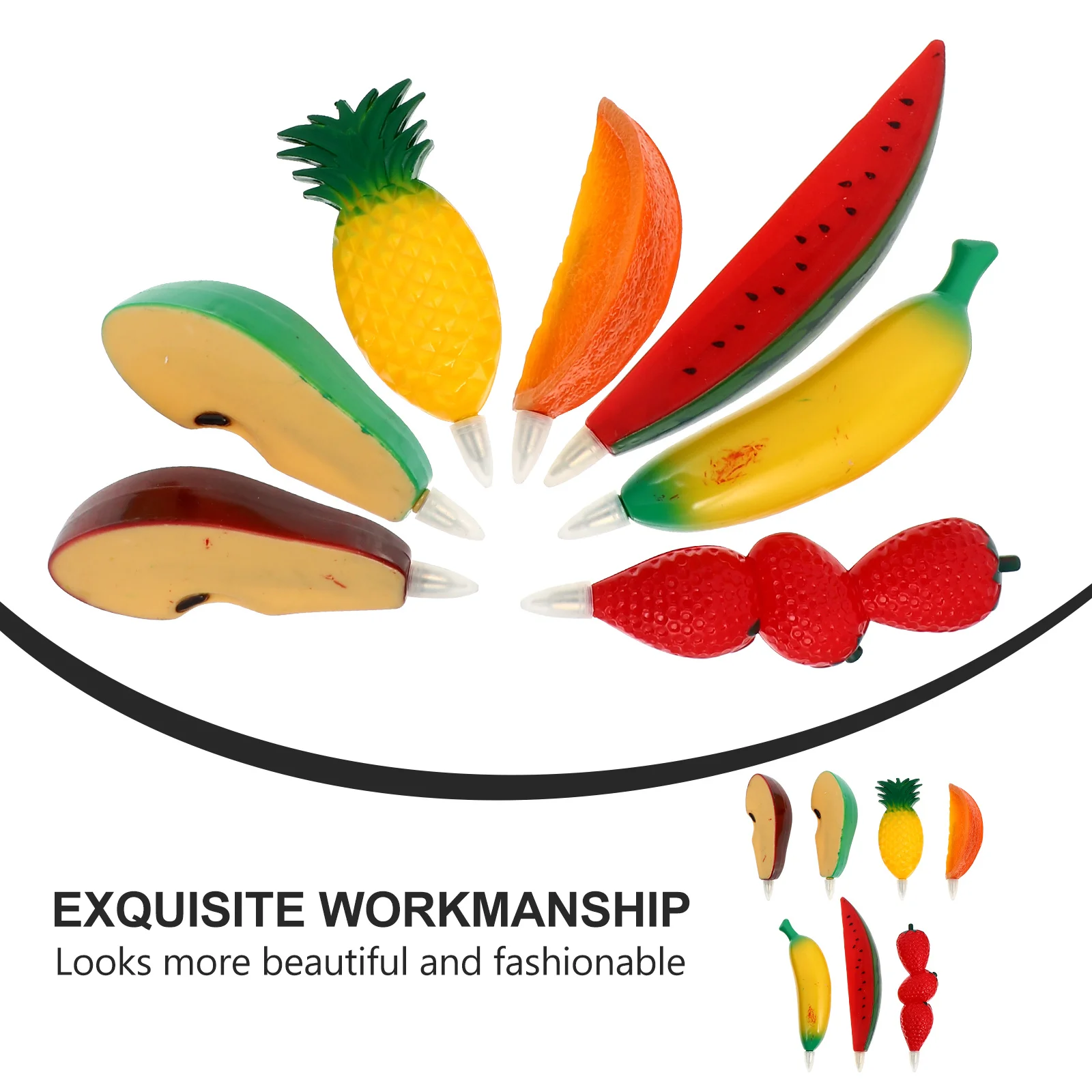 7Pcs Cartoon Fruit Shaped Gel Ink Pens Creative Eco Friendly Student Writing Roller Ballpoint Pen Smooth Ink Portable