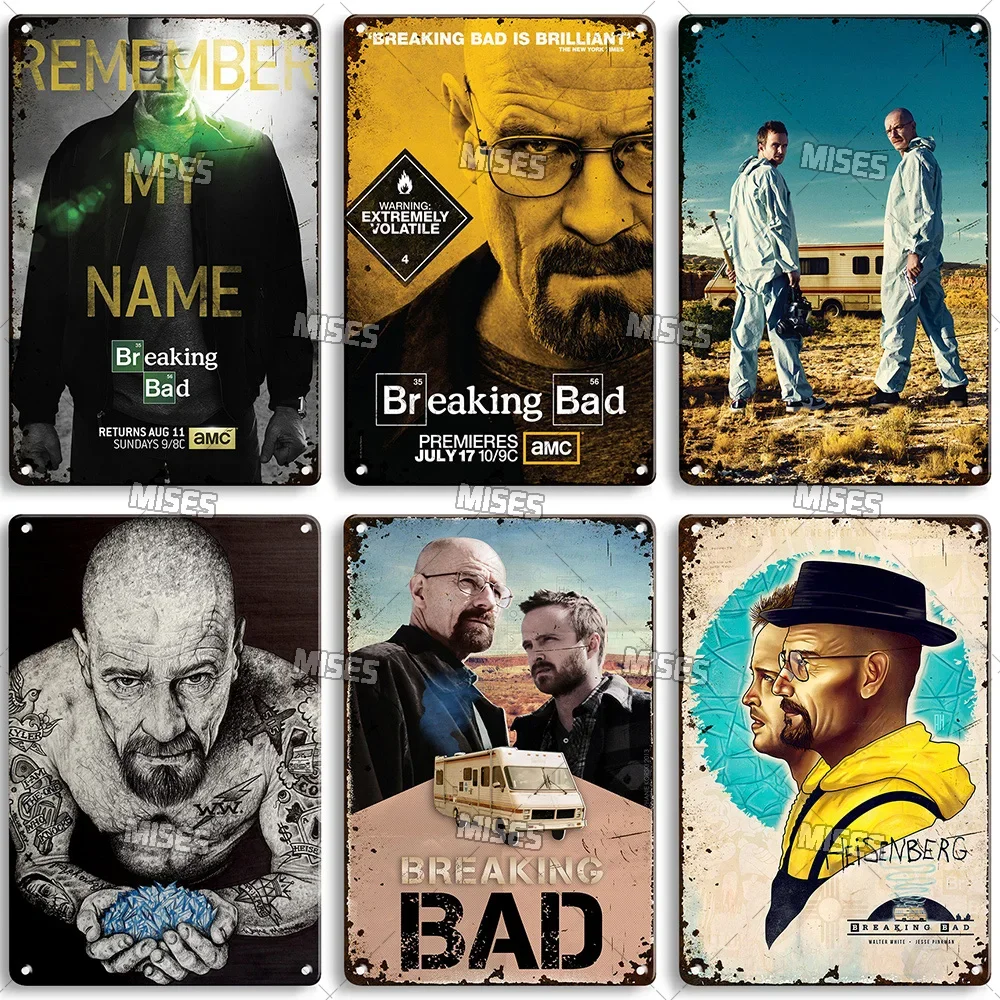 MISES Breaking Bad Classic TV Metal Plate Retro Metal Poster Bar Club Metal Plaque Old Metal Tin Sign Bar Home Studio Wall Decor