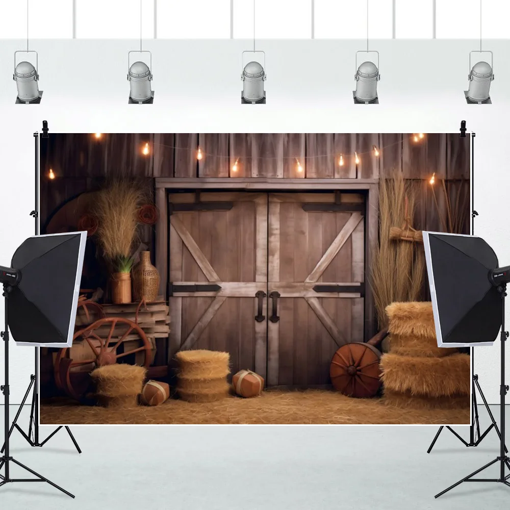 Western Cowboy Backdrop for Photography Wild West Rustic Farm Barn WareHouse Haystack Kids Baby Birthday Party Photo Background