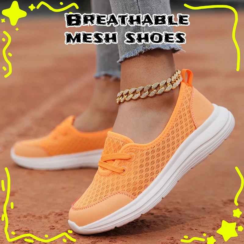 

Women's Breathable Mesh Sneakers Lightweight Comfortable Casual Shoes Solid Color Soft Flat Running Jogging Footwear for Ladies