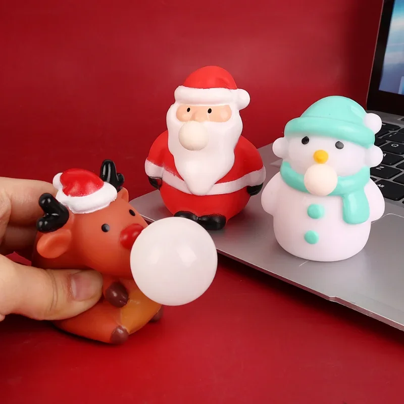 Juguetes de extrusión navideña, bolas antiestrés, Papá Noel, muñeco de nieve, alce, descompresión, juguetes sensoriales para apretar, regalos de fiesta de Navidad para niños