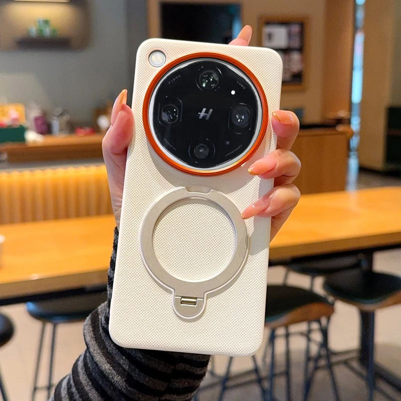 

For OPPO Find X9 Ultra Case Magnetic Rotating Bracket Metal Lens Ring Buttons PU Leather Cover For OPPO Ultra-thin Shockproof
