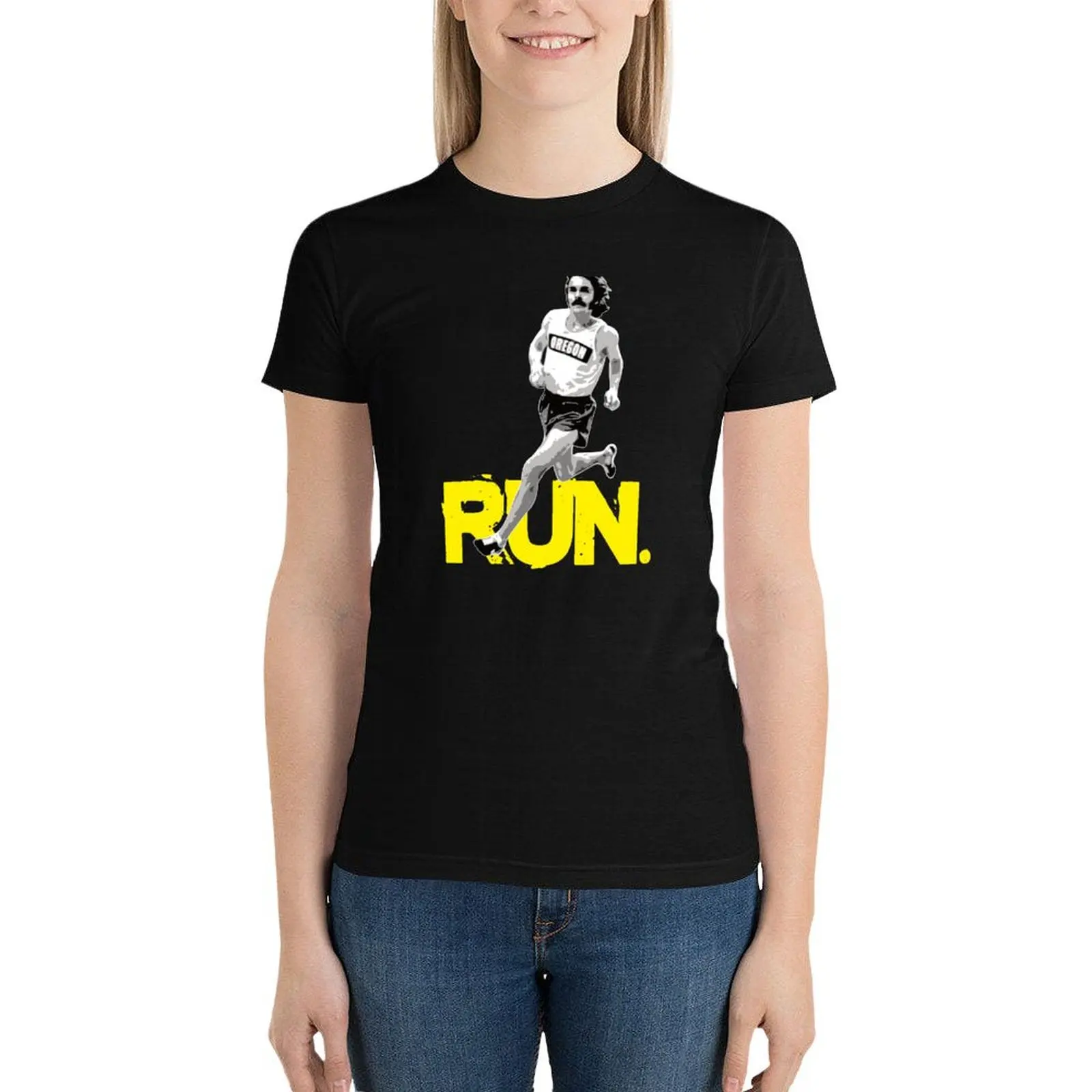 

Steve Prefontaine - Run T-Shirt anime clothes funny plus size t shirts for Women loose fit