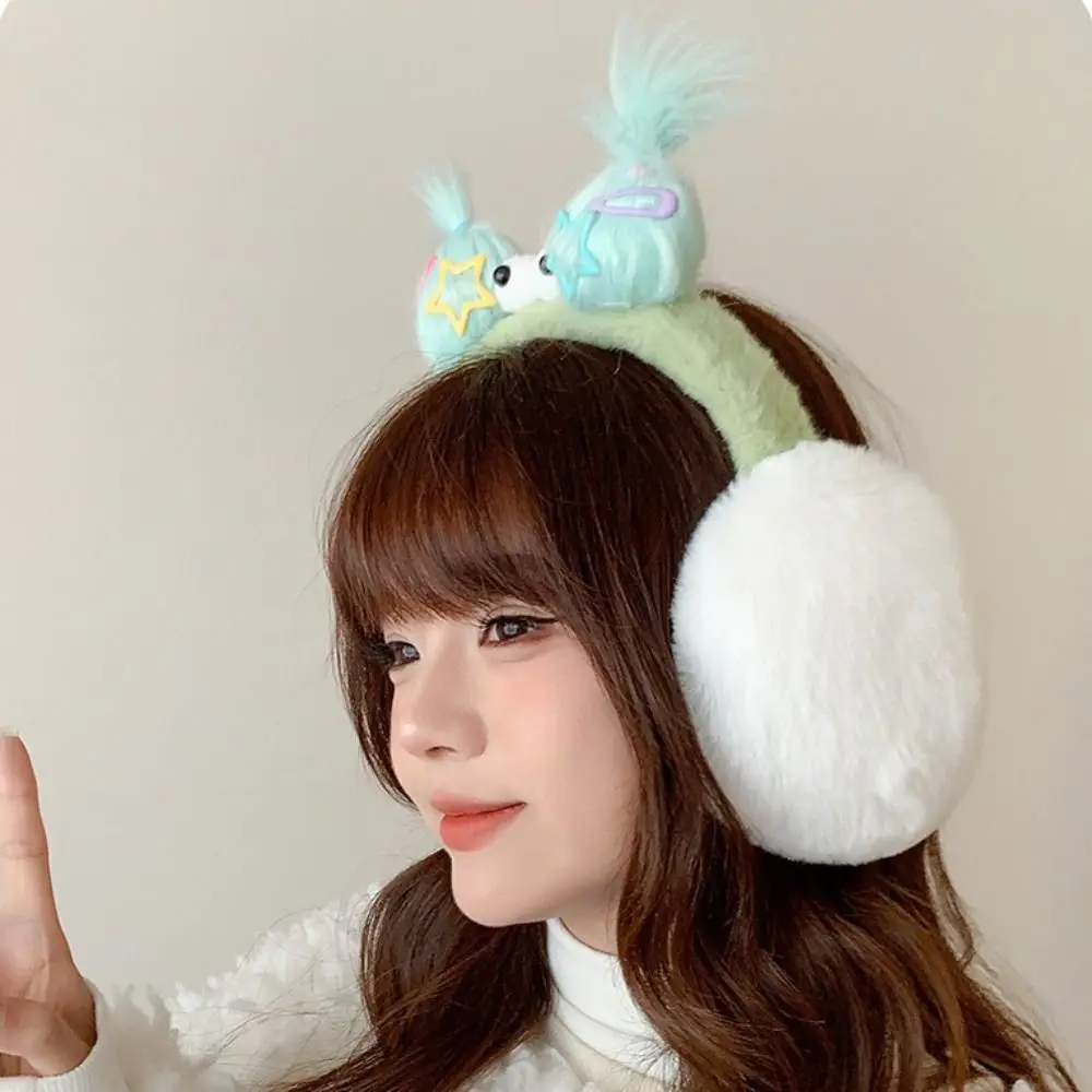 Funny Design Material Ear Protectors Furry Texture Soft Warm Earmuffs Windproof Design Foldable Design Ear Bags Girl Use