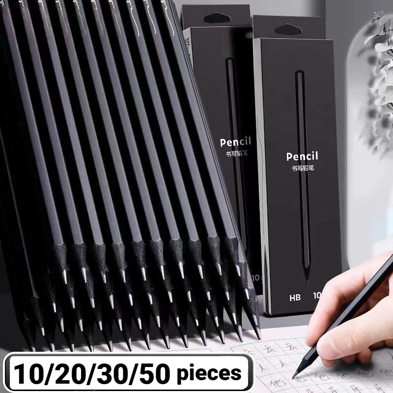 10/20/30 Uds 2BHB lápices de madera lápiz estándar negro Simple papelería escritura boceto herramientas de dibujo regalos para niños suministros de oficina