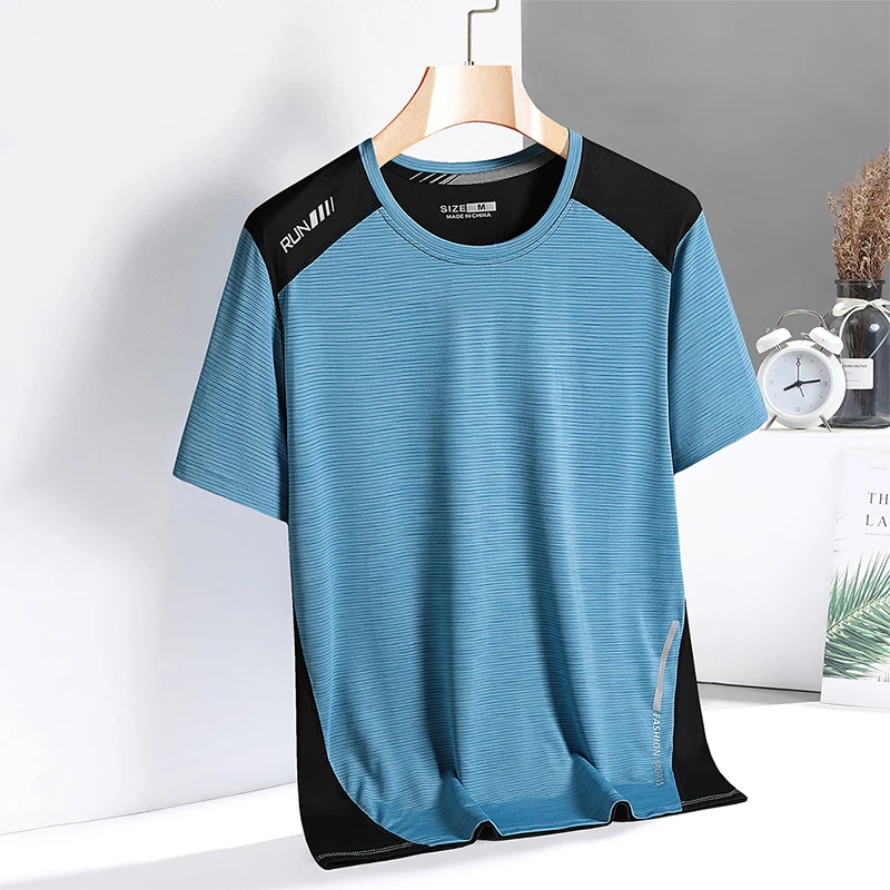 Quick-Dry GYM Sports Streetwear Fashion Oversized 3XL T Shirt Japan Style Patchwork 2023 Summer Short Sleeves Top Tees Tshirt