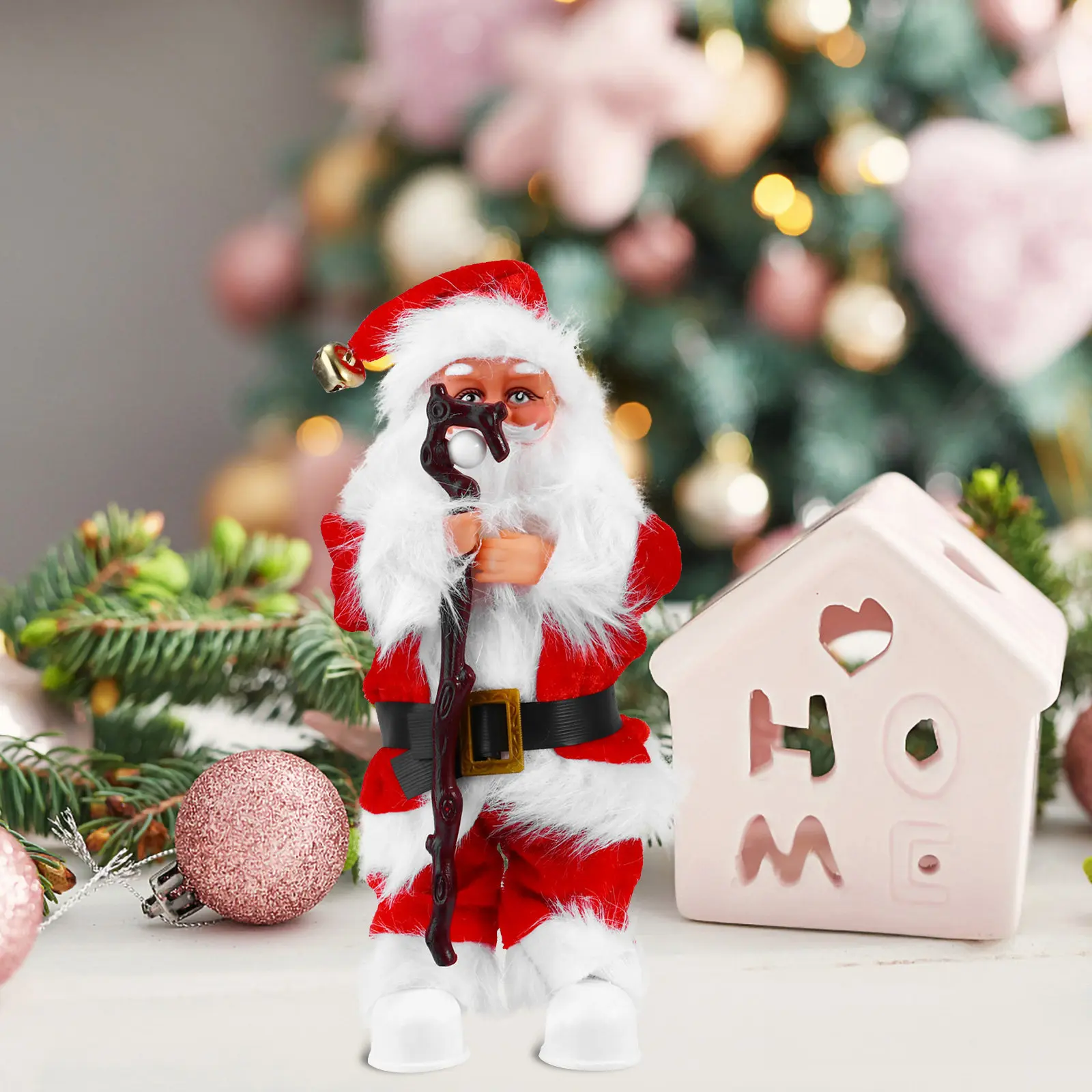 

Electric Swing Music Santa Claus Christmas Desktop Ornament for Home Office Cafe Hotel Decor Festive Holiday Party Gift Fun
