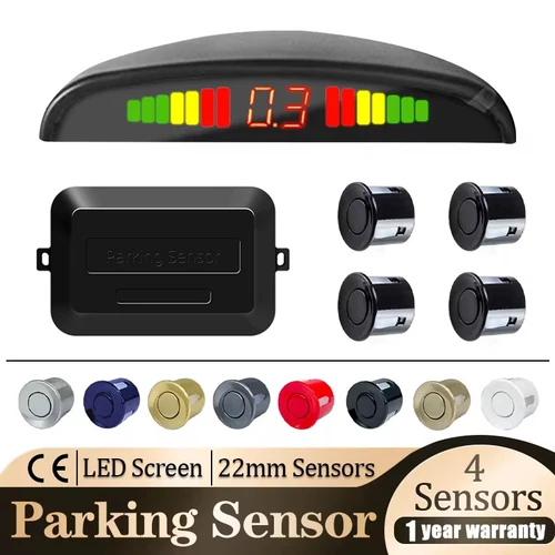 Kit de aparcamiento con Sensor de aparcamiento para coche, pantalla LED de 22mm, 4 sensores, retroiluminación, sistema de monitoreo de Radar de respaldo inverso, 8 colores, 12V