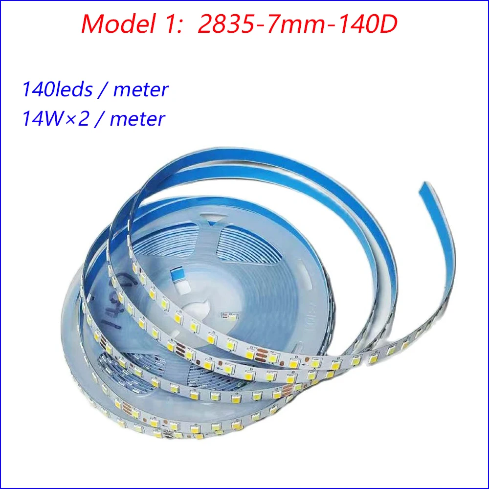 3colors 5meter 2835-7mm-140D/160D/180D/200D SANAN Highlight constant current LED strip 20W×2/meter with 3solder joints.