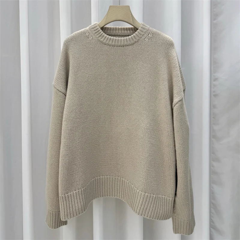 

Women's sweater 2025 Winter new elastic knitted long sleeved top Wool blend round neck pullover tops for woman Casual Knitwear
